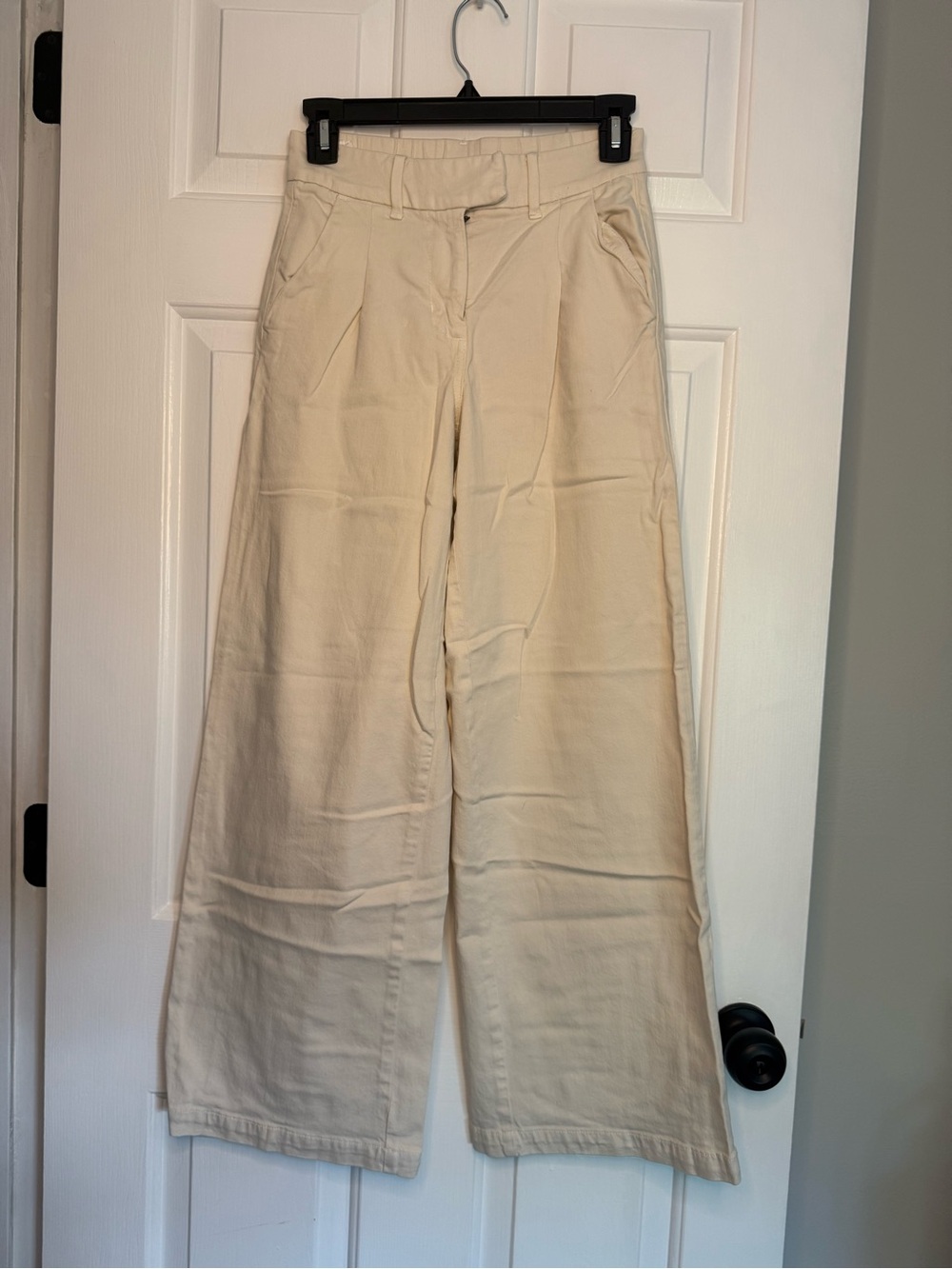 American Eagle Outfitters Cream Wide-Leg Trousers